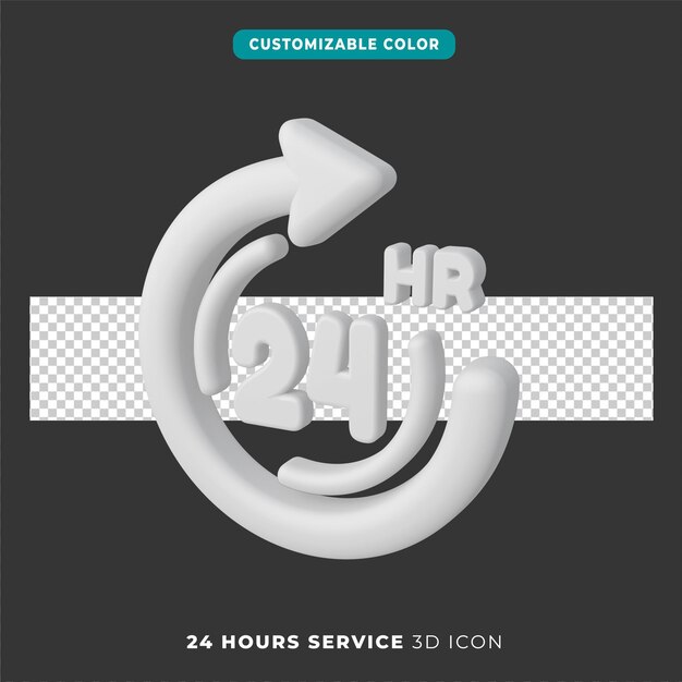 PSD 3d icon of 24 hours service