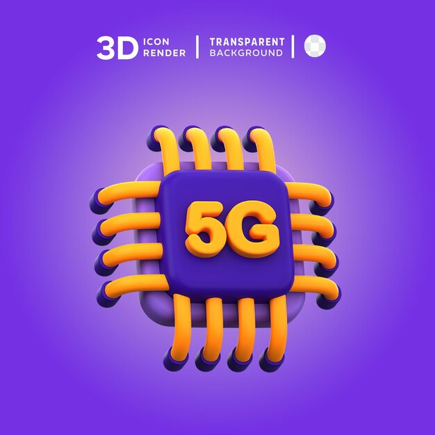 PSD 3d icon 5g chipset illustratie