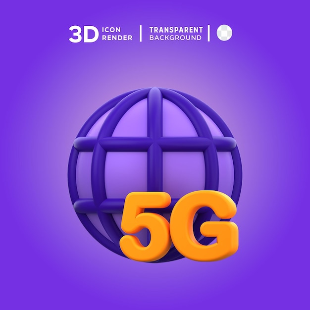 PSD icona 3d della rete globale 5g illustrazione