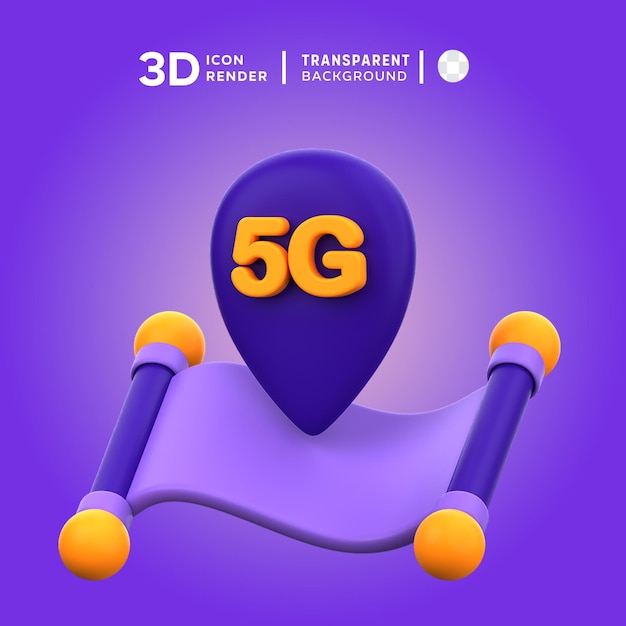 PSD 3d икона 5g местоположение иллюстрация