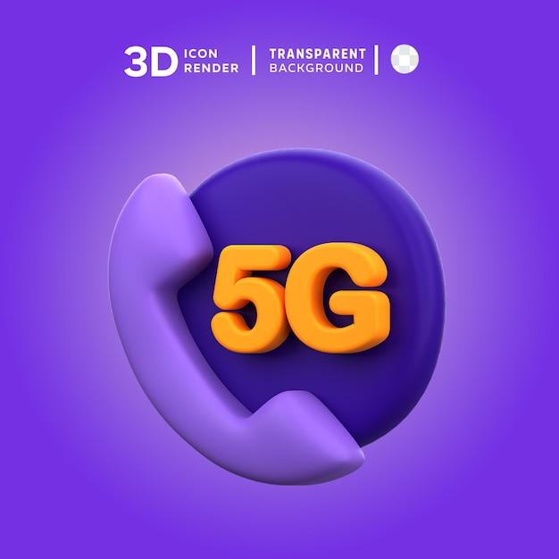 PSD 3d-икона иллюстрация данных телефона 5g