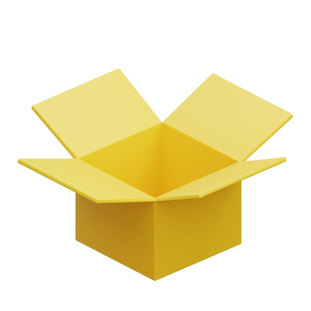 3D icon a yellow box with a yellow box on the top
