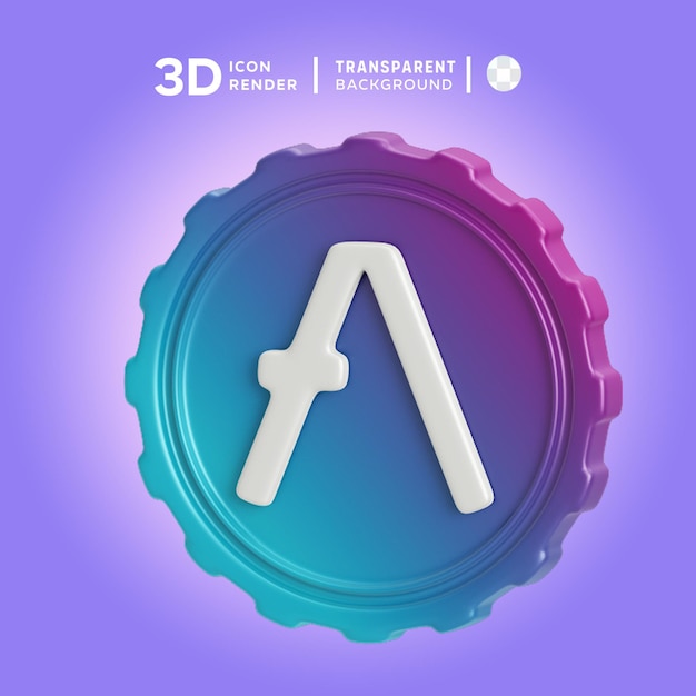 PSD 3d icon aave crypto coin illustration