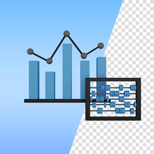 PSD 3d icon abacus and graph accounting