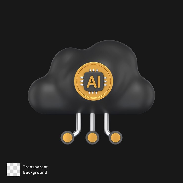 PSD 3d icon of an ai based cloud network