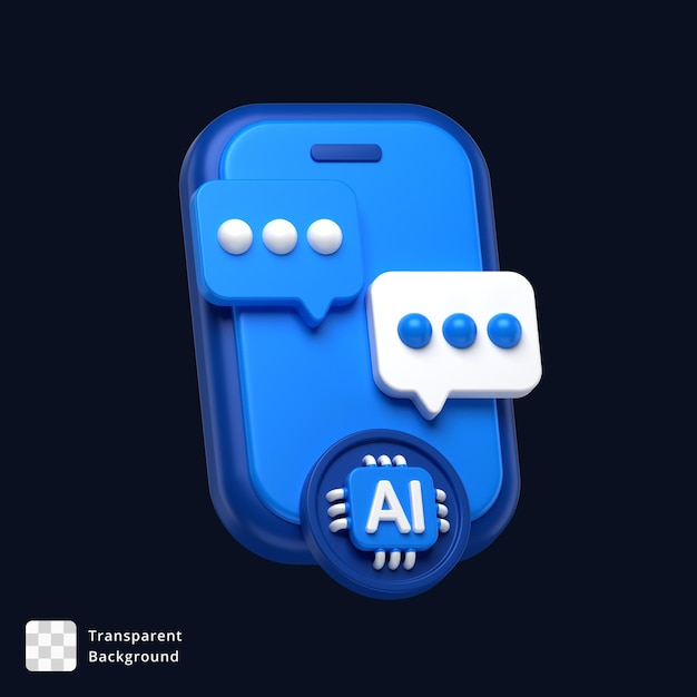 3d icon of an ai chatbot conversation on a mobile phone