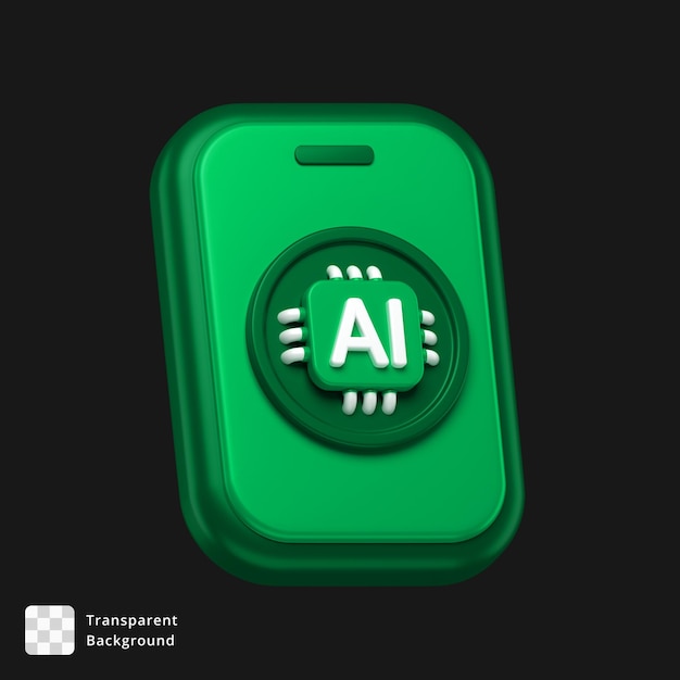 PSD 3d icon of an ai enabled smartphone