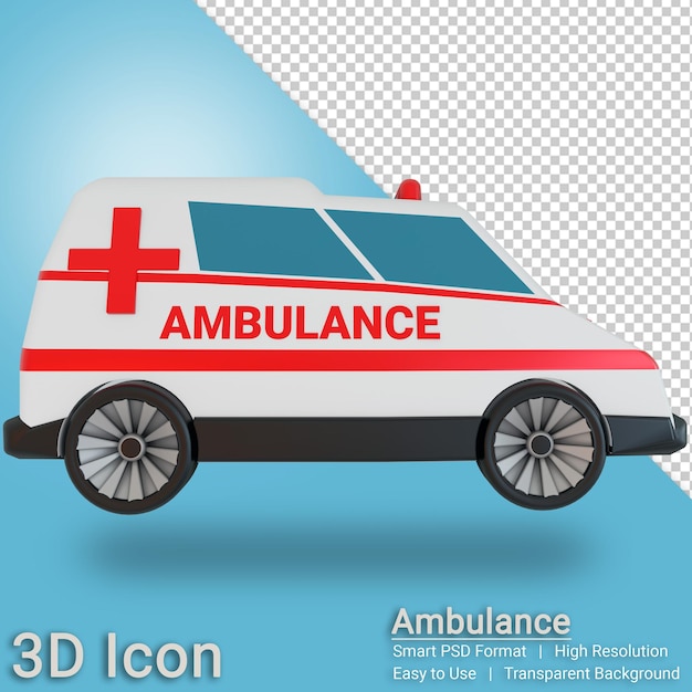 3d icon ambulance met transparante achtergrond