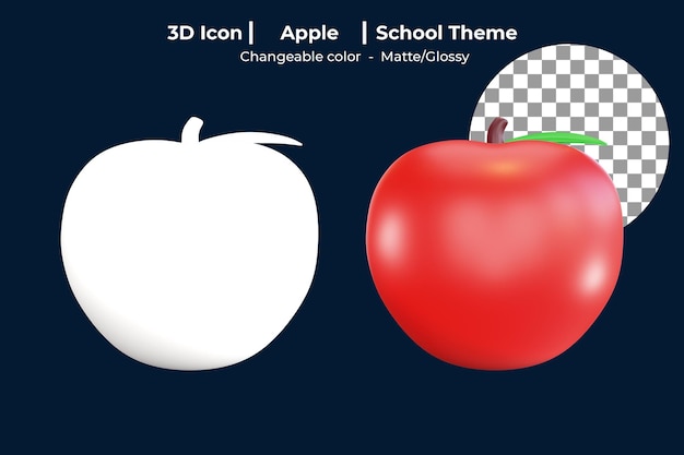 PSD 3 d アイコンのアップルの学校のテーマ