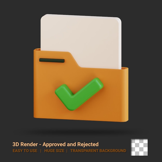 PSD 3d icon approved illustration with transparent background