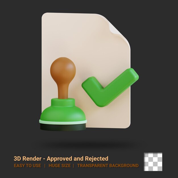 PSD 3d icon approved illustration with transparent background