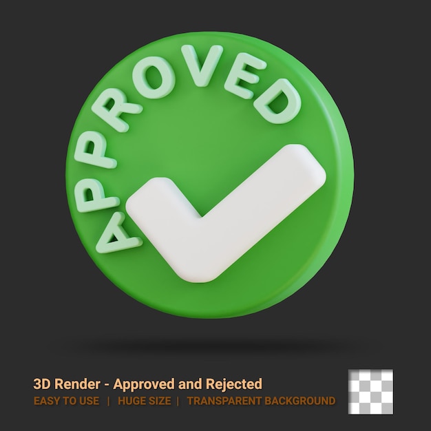 PSD 3d icon approved illustration with transparent background