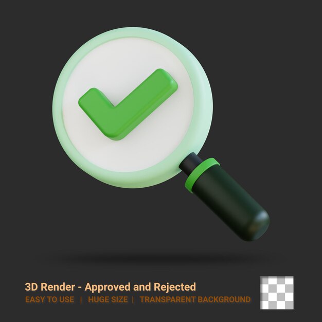 3d icon approved illustration with transparent background