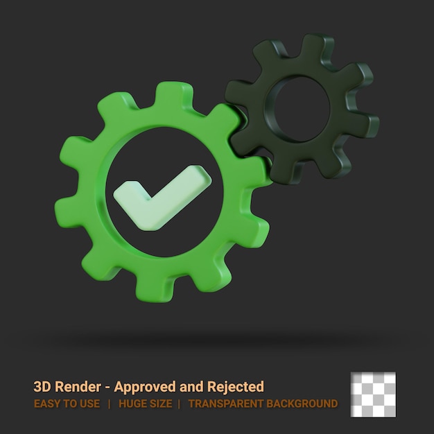 3d icon approved illustration with transparent background