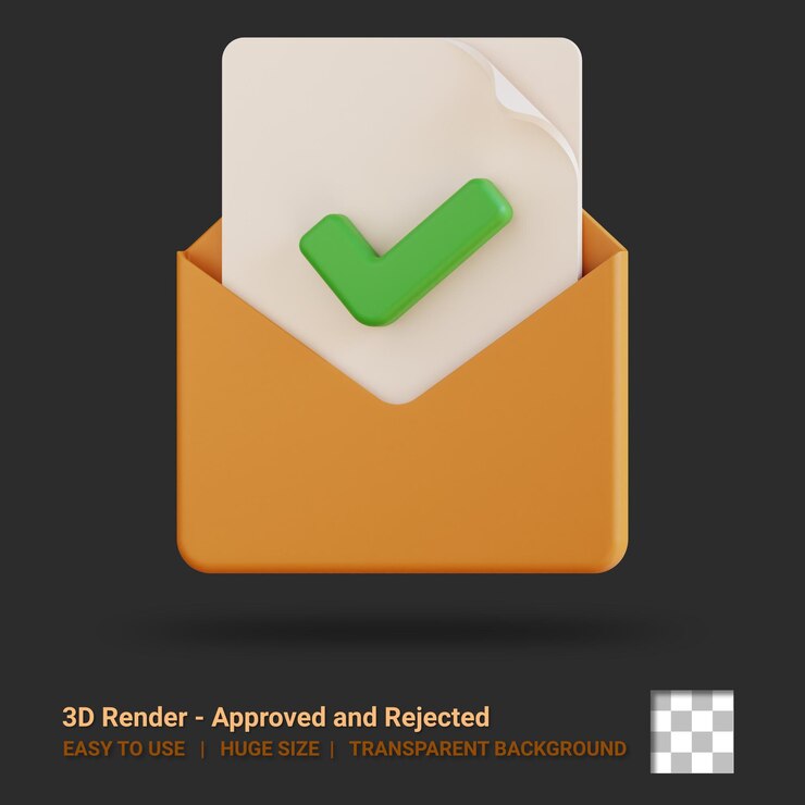 PSD 3d icon approved illustration with transparent background