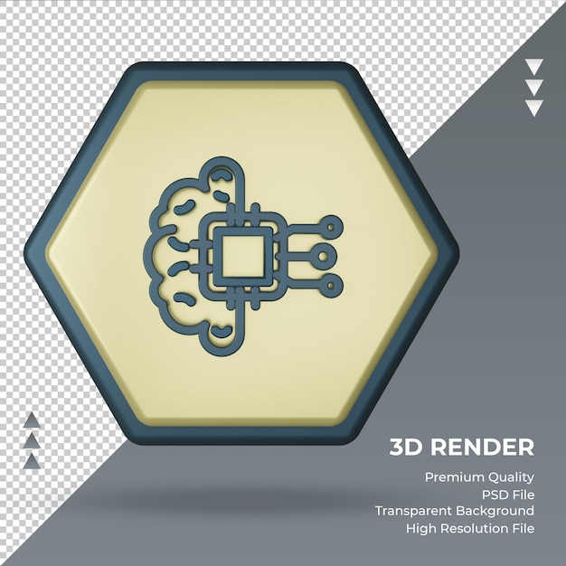 Значок 3d фабрика искусственного интеллекта знак рендеринга вид спереди