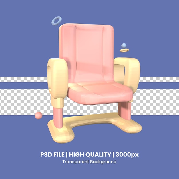 3d icon back to school auditorium chair rendered isolated on the transparent background