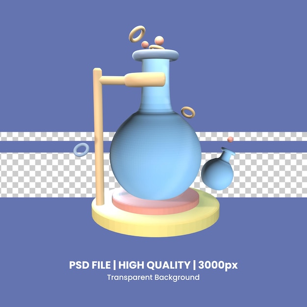 3d icon back to school laboratory rendered isolated on the transparent background