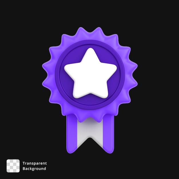 PSD 3d icon of a badge with a star