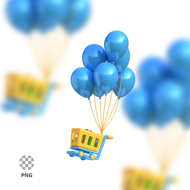 PSD 3d icon balloon with hamper