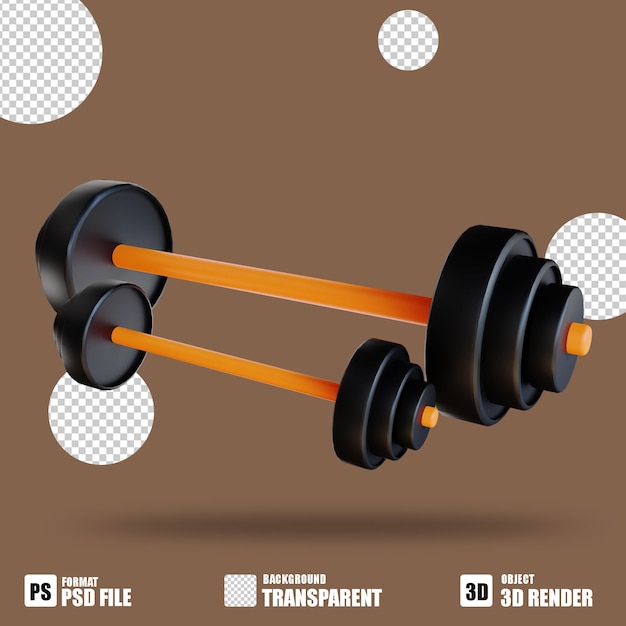 Premium PSD | 3d icon barbel 2 suitable for fitness