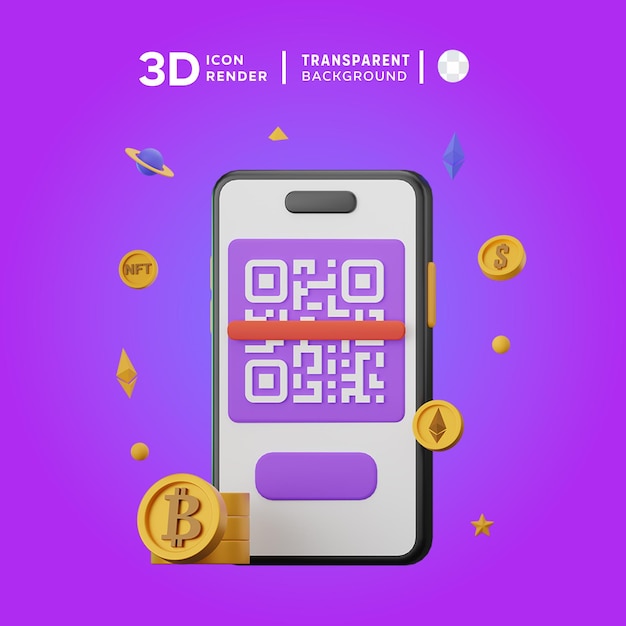 PSD 3d icon barcode payment illustartor