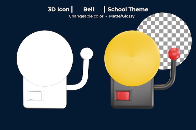 3d icon bell school theme