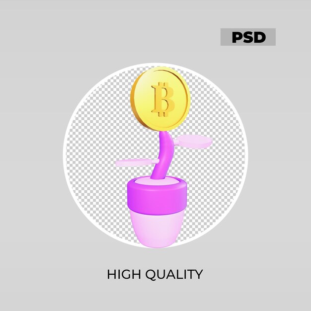 PSD 3d icon bitcoin invest look 2