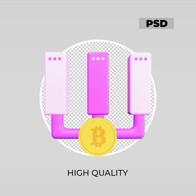 PSD server bitcoin icona 3d