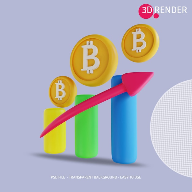 PSD 3d icona bitcoin traffico