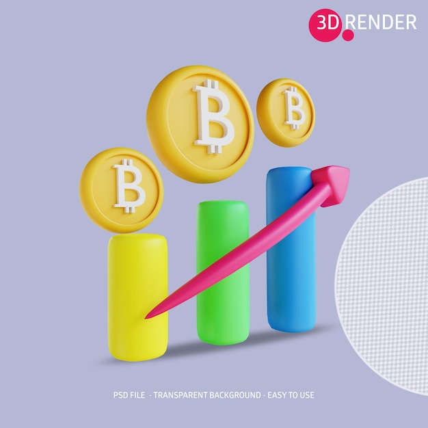 PSD 3d icon bitcoin trafic