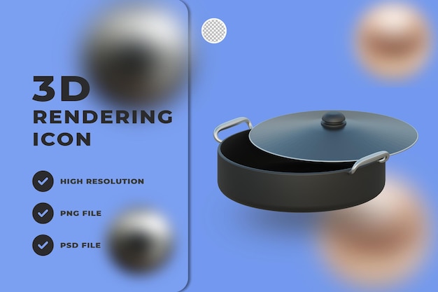 3d icon black coocking pot