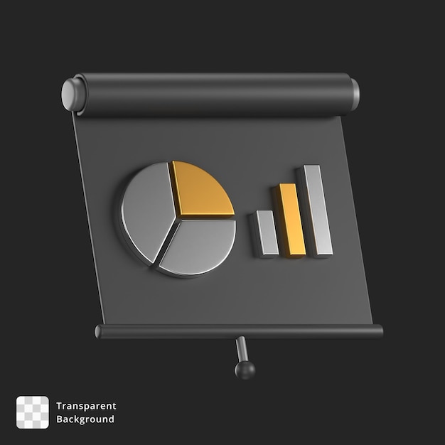 PSD 3d icon of a black data presentation slide