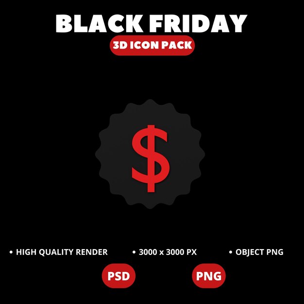 PSD 3d icon for black friday