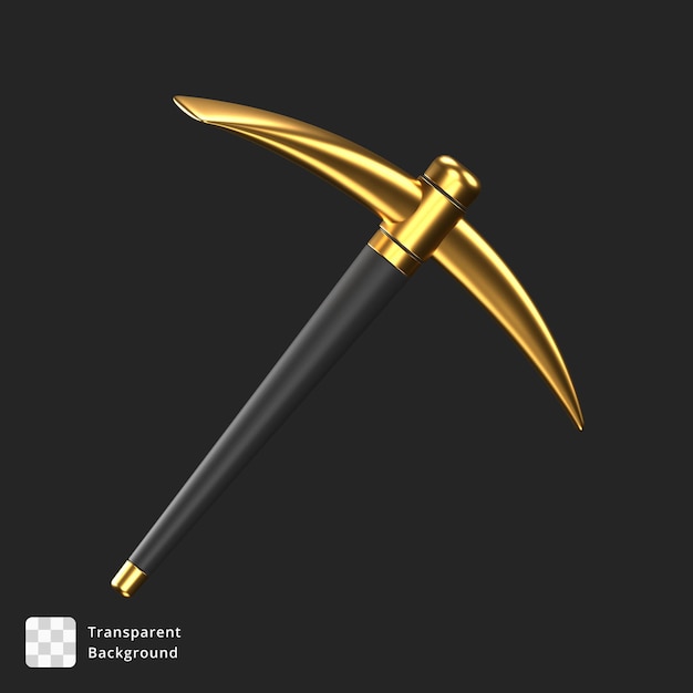 3d icon of a black and gold pickaxe