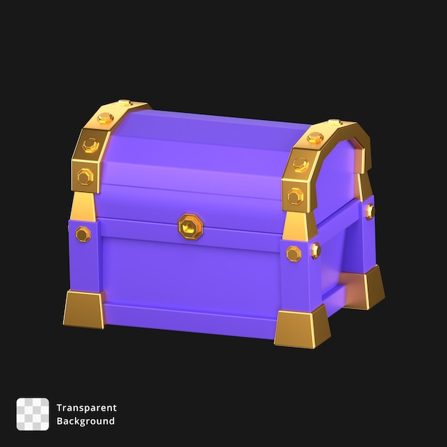 PSD 3d icon of a black and gold treasure chest