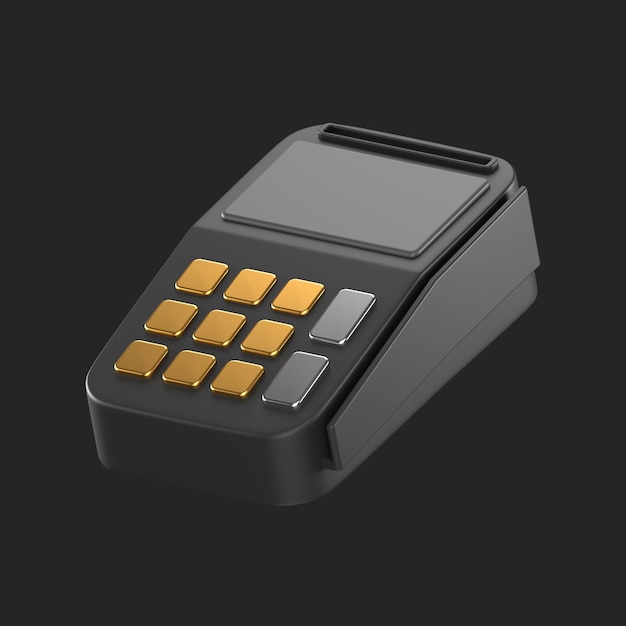 PSD 3d icon of a black pos machine