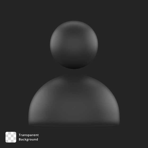 PSD 3d icon of a black user avatar