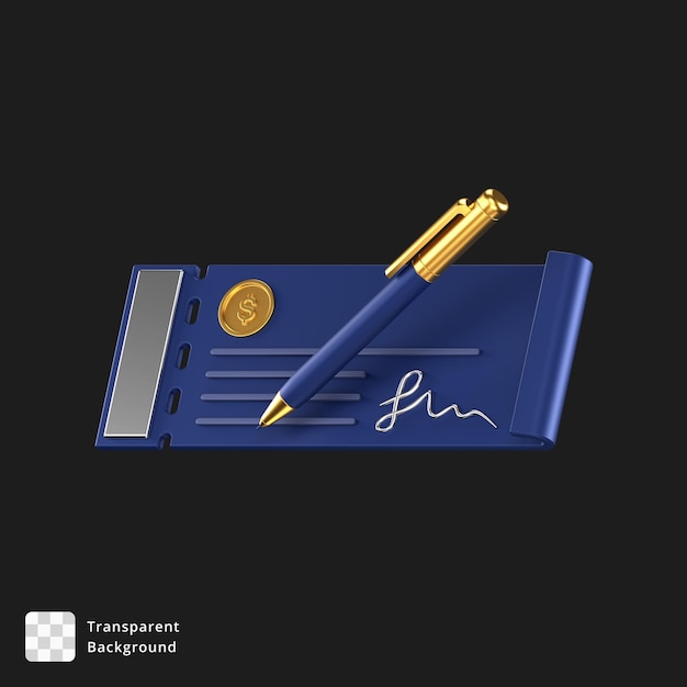 3d icon of a blue bank cheque