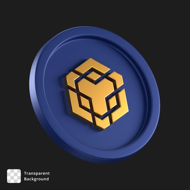 PSD 3d icon of a blue coin with golden bnb logo in the center