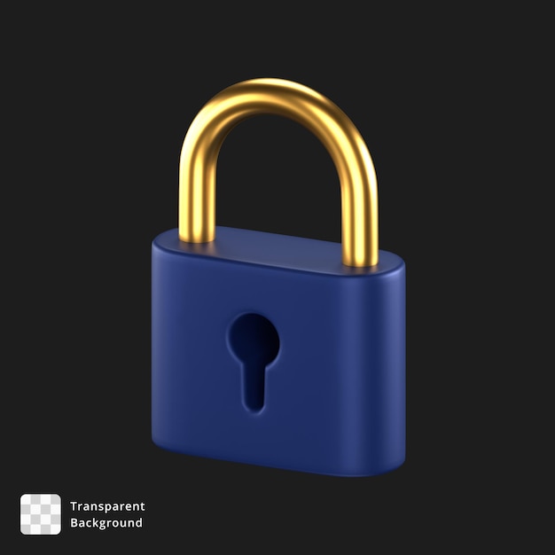 PSD 3d icon of a blue and gold lock