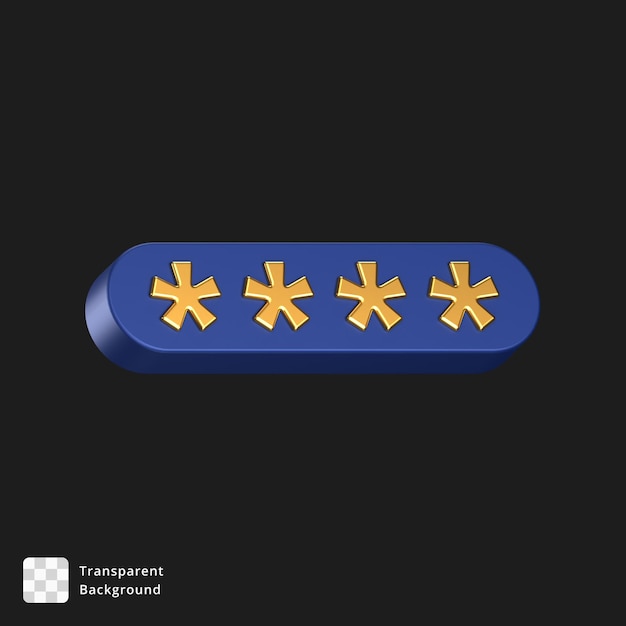 PSD 3d icon of a blue amp gold password sign