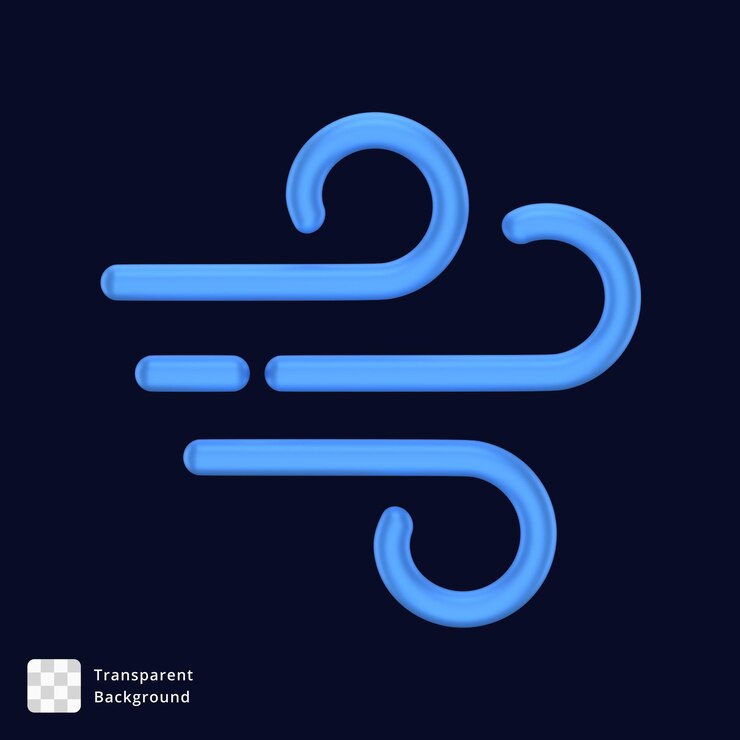 PSD 3d icon of a blue wind symbol