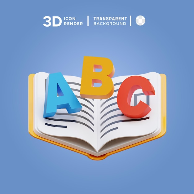 PSD 3d 아이콘 책 abc 일러스트레이션