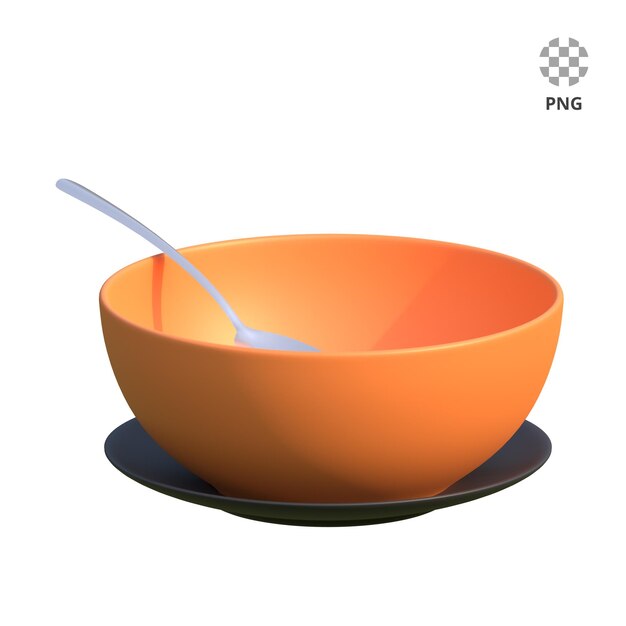 PSD 3d icon bowl with a spoon