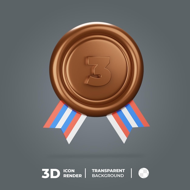 PSD icona 3d medaglia di bronzo