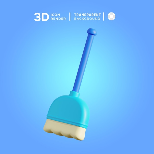 PSD 3d icon broom illustration