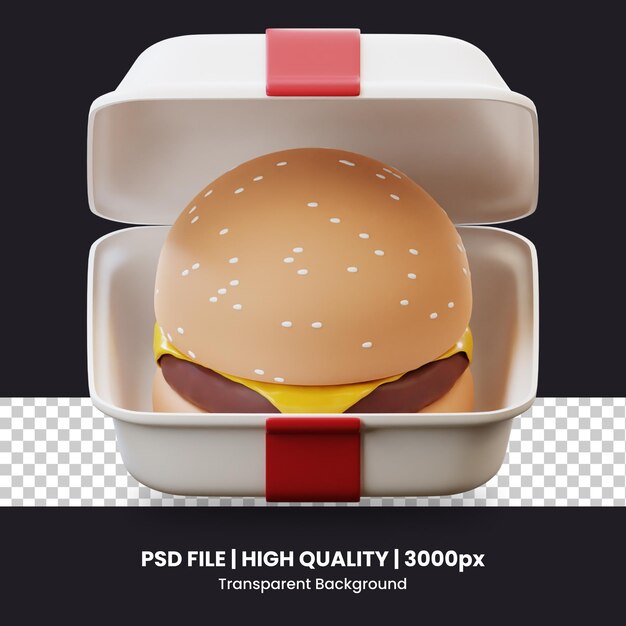 PSD icona 3d pacchetto hamburger