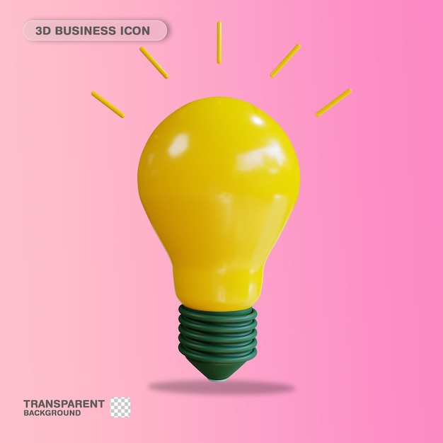 3D Icon Business Light Bulb Idea for Website Landing Page Banner Marketing Source Presentation