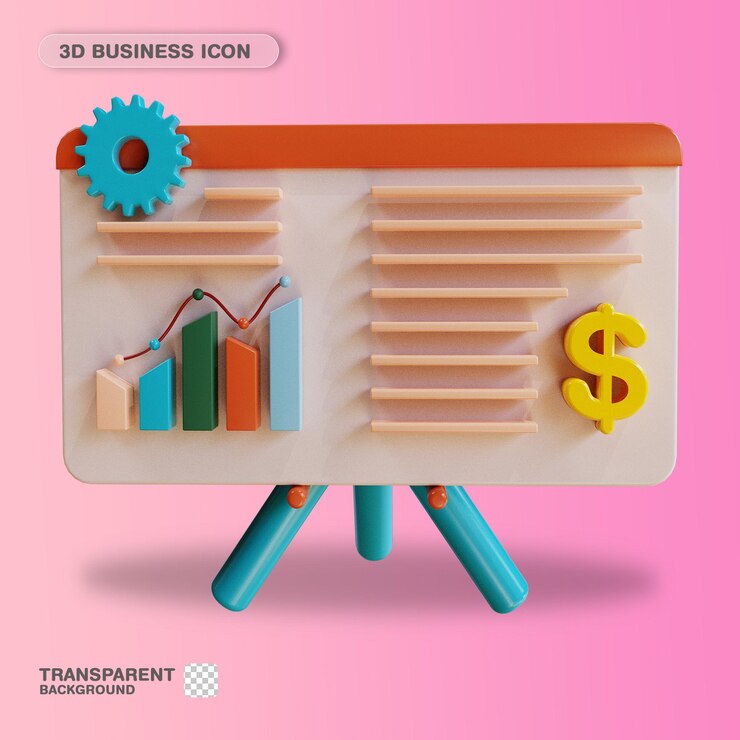 PSD 3d icon business presentation analytics for website landing page banner marketing source